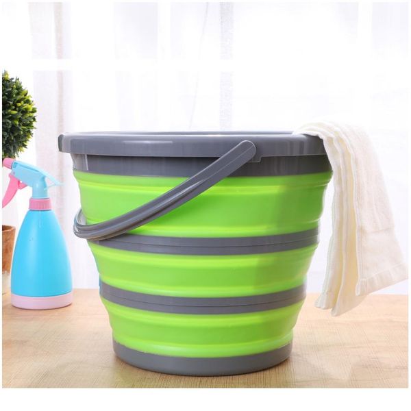 

10l new arrival sile folding bucket large capicity save space washabe fishing camping car bucket kitchen items bald sqcxrl