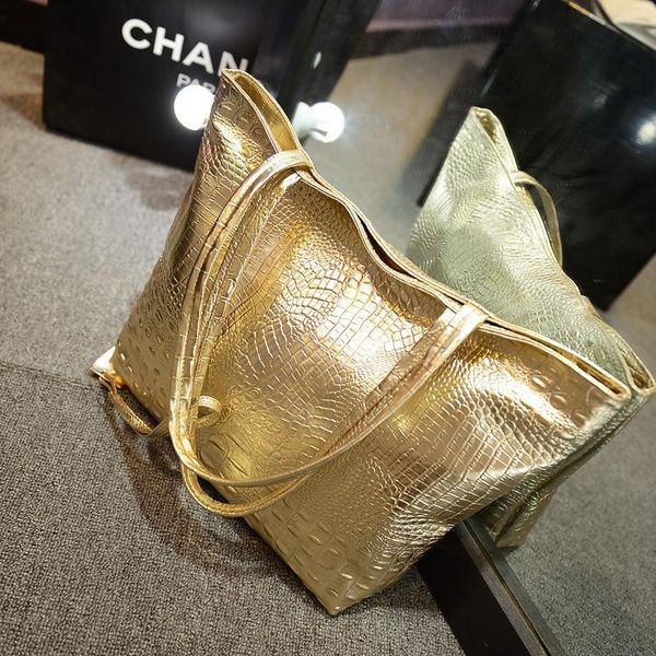 

women fashion alligator pu large capacity concise elegant handbag shipping shoulder tote bag casual bag for office daily