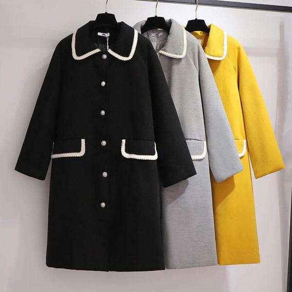 

autumn winter coat women plus size bust 155cm 6xl 7xl 8xl 9xl 10xl woolen coat women black gray yellow colors1