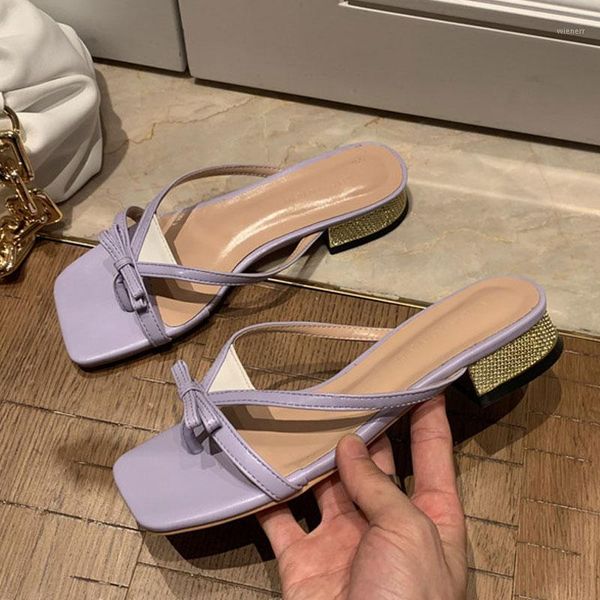 

new summer women sandals crystal low heel flip flops slip on open toe leisure sandal outdoor female slippers narrow band slides1, Black