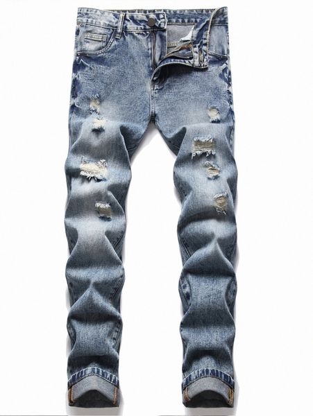 

men slant pocket ripped jeans b0xt#, Blue