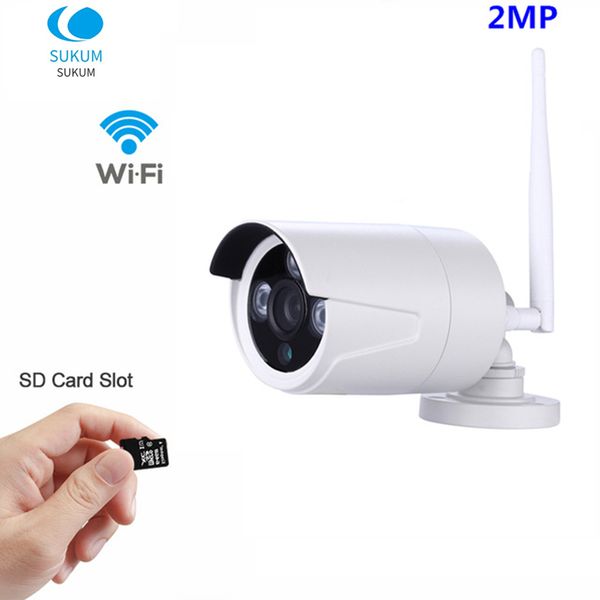 

камеры наблюдения с щелевым wifi открытый 2mp onvif xmeye app водонепроницаемый ик ночного видения беспроводной камеры tf карты с