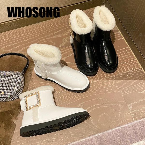 

женские снежные сапоги дамы черный меховой обувь женщина настоящие кожаные ботинки женские черный бренд девушки теплый хрустас ботас новый, Black