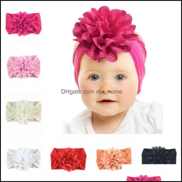 Acessórios de cabelo bebê, crianças maternidade estiramento macio ilhó de tecido flor bebê headband newborn nylon headwraps meninas de turbante headw