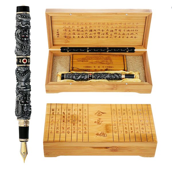 Di alta qualità di lusso JinHao Dragon penna stilografica vintage penne a inchiostro per la scrittura di forniture per ufficio cancelleria regalo caneta tinteiro 201202