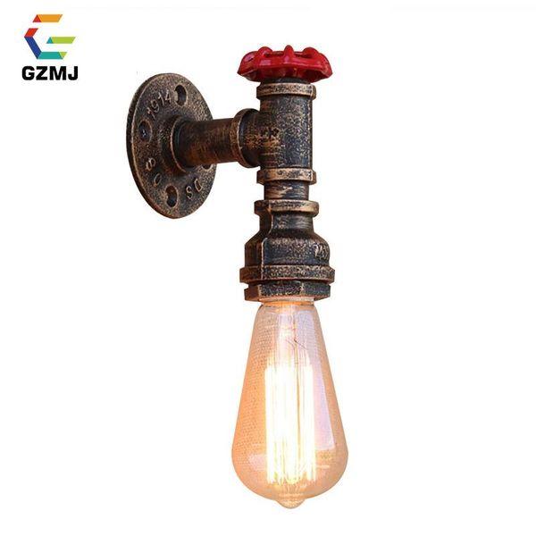 

wall lamp gzmj vintage water pipe led industrial decor e27 sconce light antique rust loft wandlamp for bar bedroom bathroom