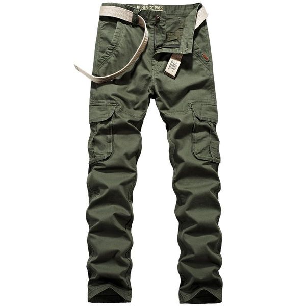 

men's pants autumn casual pants, tooling long uniform, outdoor loose straight multi bag 48161630, Black
