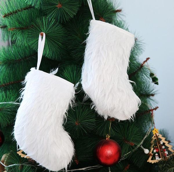 

рождественский чулок лоскутных носки xmas конфета подарки сумка кошелек для хранения упаковки украшения бутик белых плюшевого рождественског