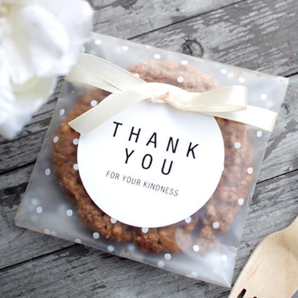 

gift wrap 100pcs/lot transparent dots plastic cookie packaging bags cupcake wrapper self adhesive birthday party candy gift1