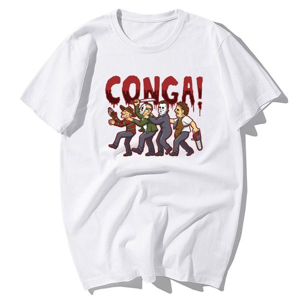 

sport classic horror movie saw jigsaw freddy forming a conga t-shirts men funny cotton t-shirt hip hop tshirt harajuku streetwear