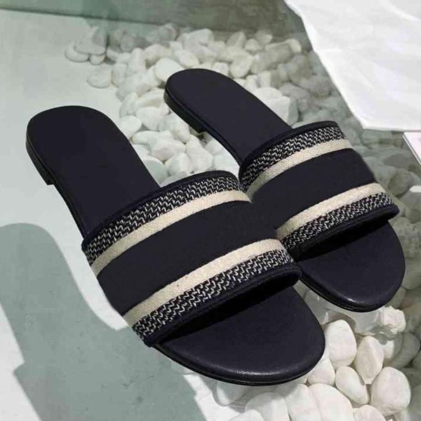 

slippers open toe fabric slip on flat fashion mules summer letter slides black women casual shoes sandals1