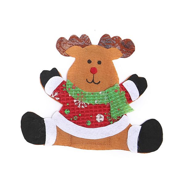 

factory price new snowman moose christmas non-woven year santa pocket fork knife cutlery bag xmas home party tableware d