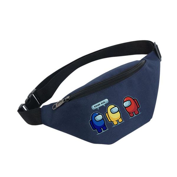 

among us fashion bag coin purse waist bags men and women sports mobile phone bag satchel among us zipper cartoon print wallet cz105c, Black