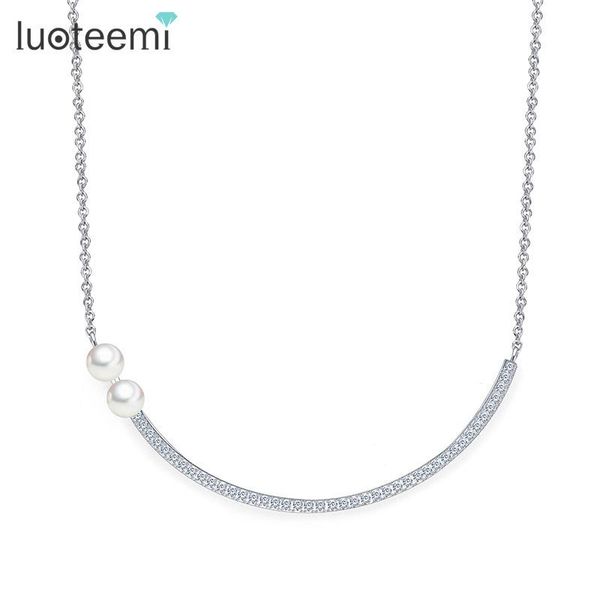 

luotemi новый белый золотой цвет кубический циркон симулируемый жемчужина чокеры ожерелье для женщин мода винтажные ювелирные изделия, Golden;silver
