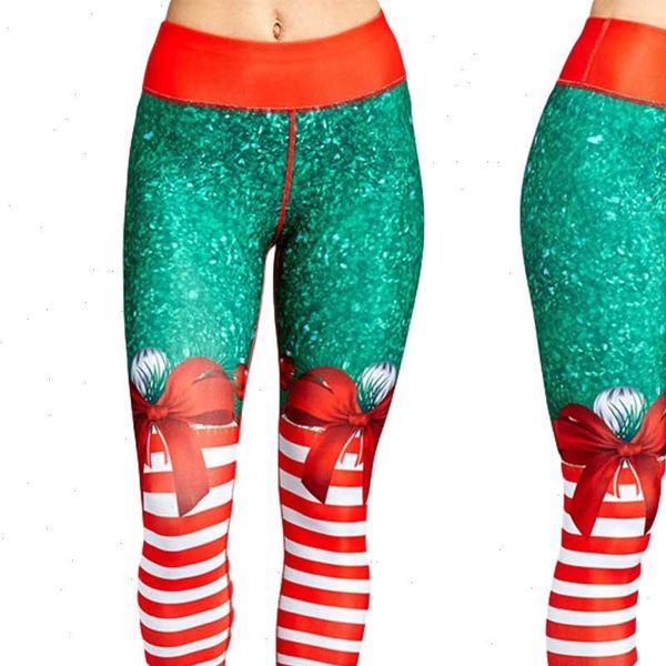 

2021 new style womens christmas leggings high waist xmas style pattern bottoms close ftting full length pants, Black