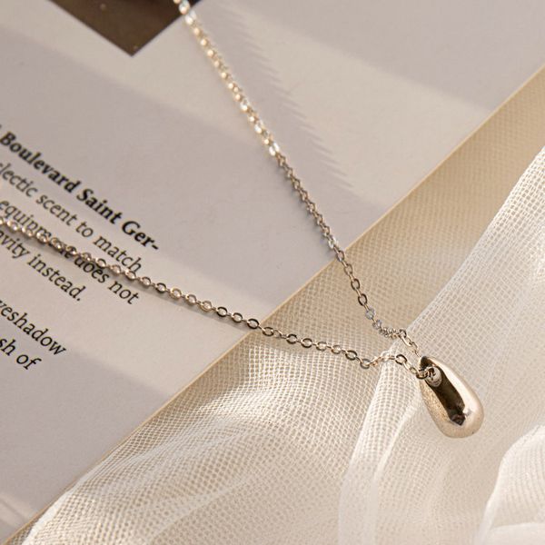 

s925 silver water drop necklace women's fashion korean simple cool style ins short clavicle chain