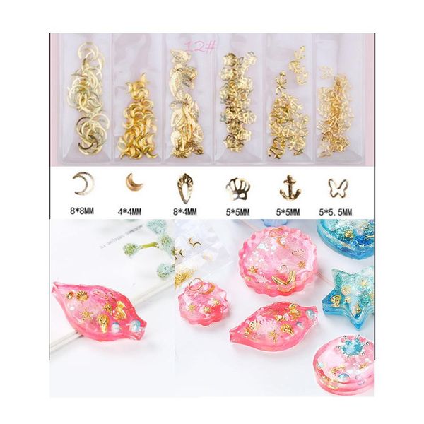 

6 consecutive bags new rose gold metal patch partition bag japanese rivet for uv resin epoxy mold decoration wmtmvh bdesybag, Black