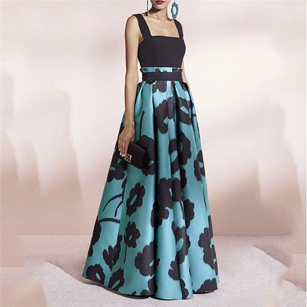 

women floral printed boho long maxi dress 2019 new arrival summer sleeveless evening party holiday dresses beach casual sundress1, Black;gray