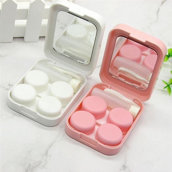 

imixlot popular square contact lens case cute fruit pattern contact lenses box travel portable glasses container, Pink;blue