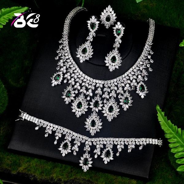 

be 8 fashion new quality wedding jewelry sets cz stone parure bijoux femme bridal earrings necklace african jewelry set s074, Silver