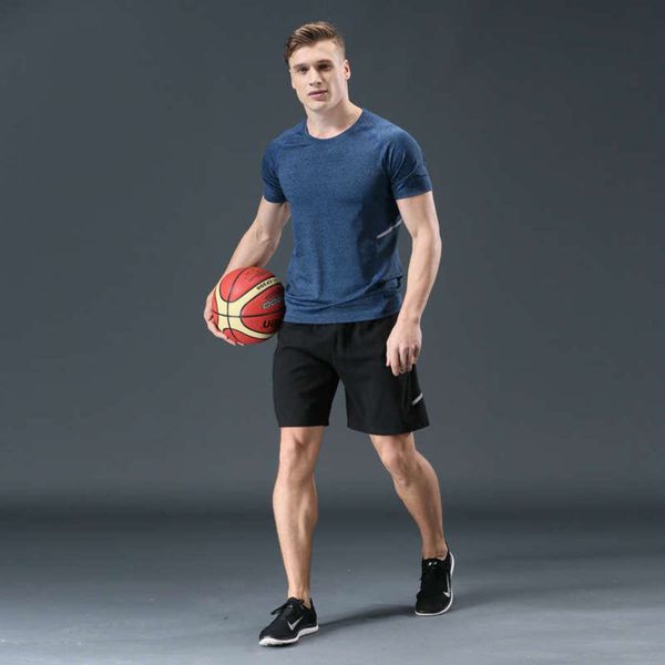 

dry piece summer two new quick men's breathable sweaty fitness clothes sports casual short sleeve group purchase, Gray