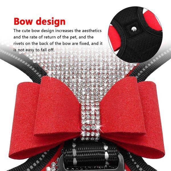 

full rhinestone dog harness soft mesh reflective dog harness vest for small medium dogs pitbull bulldog bowknot acc bbylfi