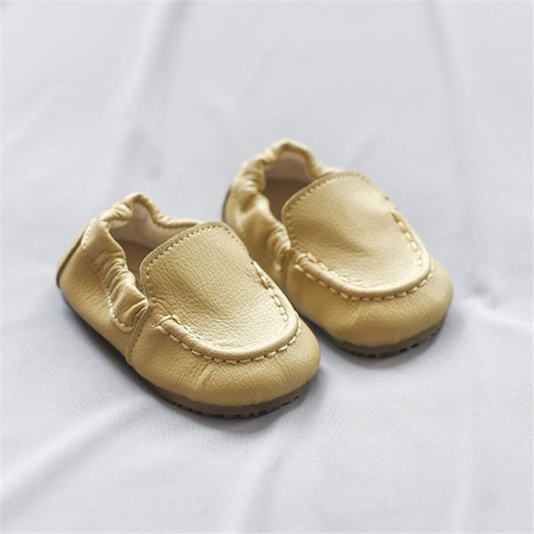 

2020 autumn genuine leather baby shoes 0-3 year round head comfortable breathable non-slip soft boy girl newborn shoes lj201104, Black;red