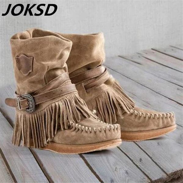

women tassel winter snow boots ladies suede ankle boot female fashion casual shoes comfort footwear plus size 35-42 jd19 t200425, Black