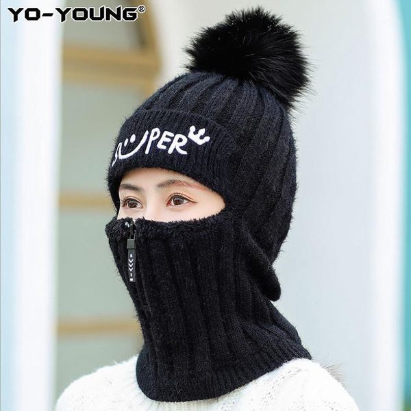 

new women neck warm knitted winter hat for girl wool beanies skullies mask carf hat mask bonnet femme balaclava scarf1, Blue;gray