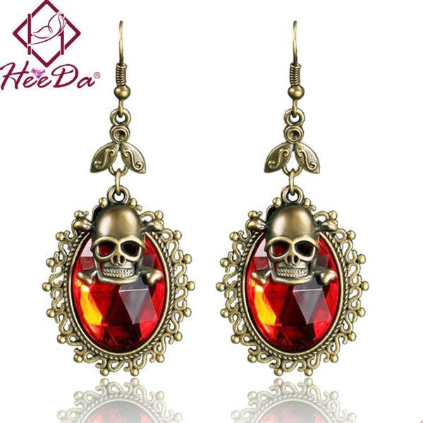 

unique goth halloween skeleton pendant earrings retro style personality crystal eardrop fashion trend brincos creative bijoux, Silver