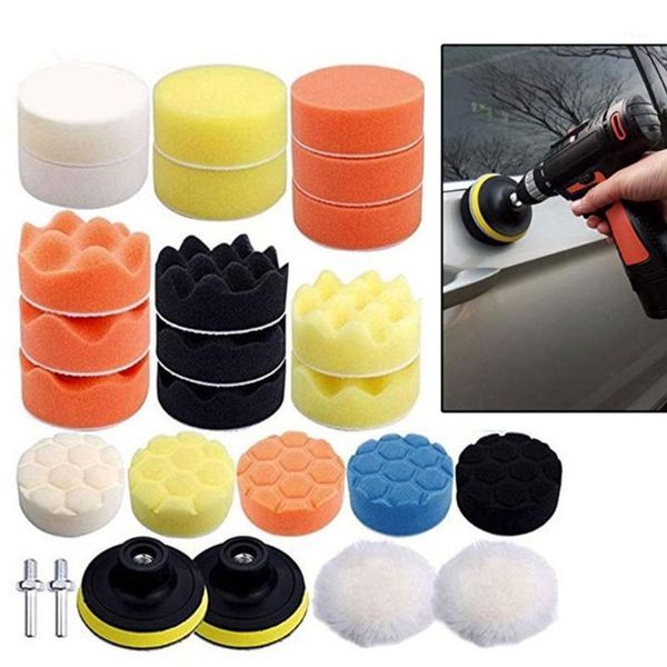 

car sponge 31pcs 3 inch auto styling polishing pad kit power tools buffing waxing adhesive boat foam drill scratch removal1