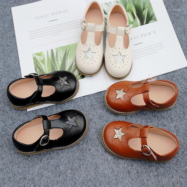 

flat shoes children' girls' 2021 autumn leather british style princess baby singel1, Black;grey