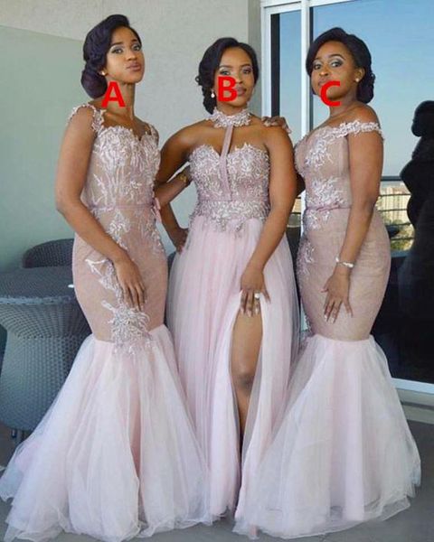 

mermaid bridesmaid dresses straps light pink long sweetheart maid of honor dresses 2021 prom dresses, White;pink