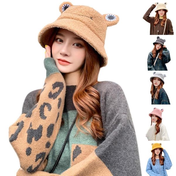 

wide brim hats women cute frog bucket hat summer sunscreen fisherman cap outdoor windproof fishing hunting sunhat headwear, Blue;gray