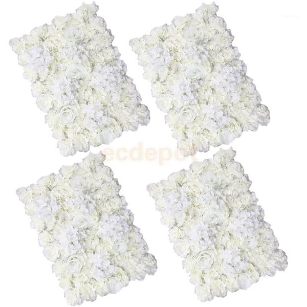 

magideal 4 pieces artificial flower wall wedding venue flower pillar main road decor cream artificial decorations1