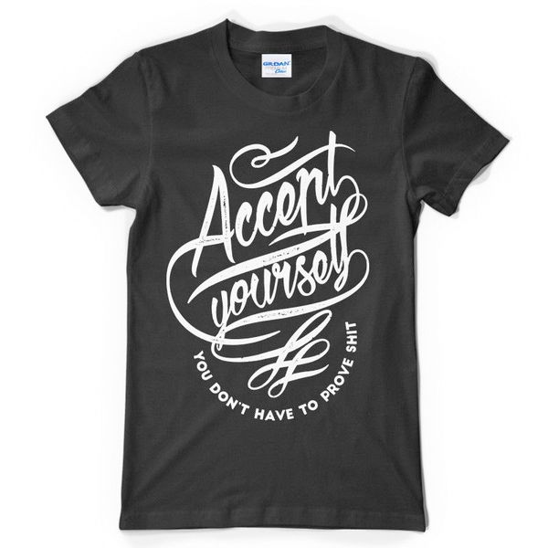 

новейший письмо версия для печати мужская одежда высокого качества, черный s accept себя низкая цена вокруг шеи tee спорта толстовка с капюш