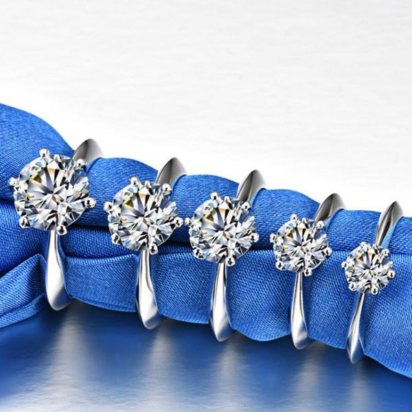 

real natural moissanite 0.5ct-3ct rings for women engagement ring s925 silver ring plated pt950 d color vvs1 clarity bride jewelry