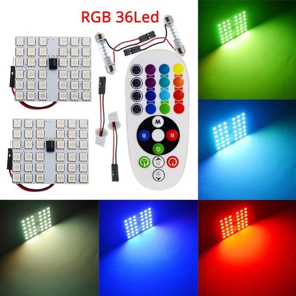 Notbeleuchtung 2 stücke Auto LED T10 36SMD BA9S 12V Fernbedienung RGB Panel Innen Auto Leselampe Atmosphäre Kuppel festoon Adapter