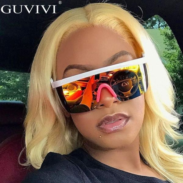 

new oversized one-piece sunglasses anti-uv goggle sun glasses for women men travel outdoor bright sunglasses uv400 eyewear, White;black