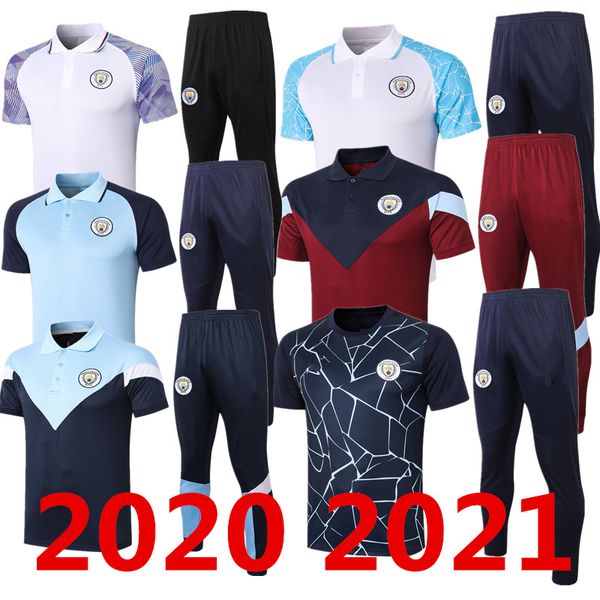 

2020 2021 football jersey aguero bruyne bernardo mahrezakéferran manchester football jersey short sleeve polo suit, Black