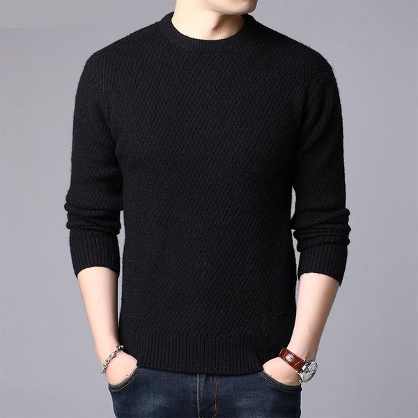 

men's sweaters men o-neck long-sleeved warm sweater male autumn winter solid color fashion knitted 1118, White;black