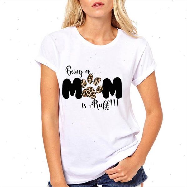 

women flower dog paw mom letters short sleeve pet fashion clothes printed woman harajuku punk tee shirt t female t shirt, White