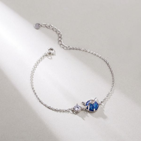

925 sterling silver bracelet blue devil silver jewelry girl funny cute temperament thin chain 6458 bracelet bracelet xe11o, Golden;silver