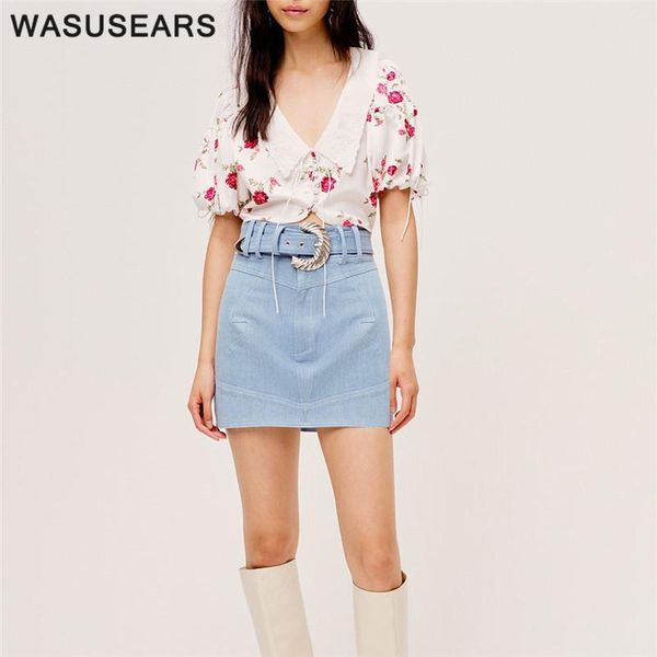

women's blouses & shirts korean chiffon blouse women 2021 short sleeve v neck crop fashion vintage floral print shirt cute female chic, White