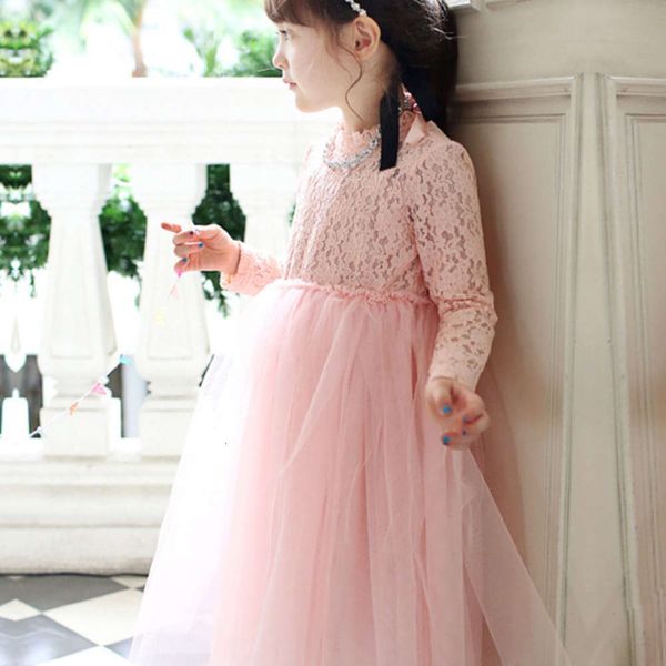 

wedding princs girl's pompous lace mh long sve drs, Red;yellow