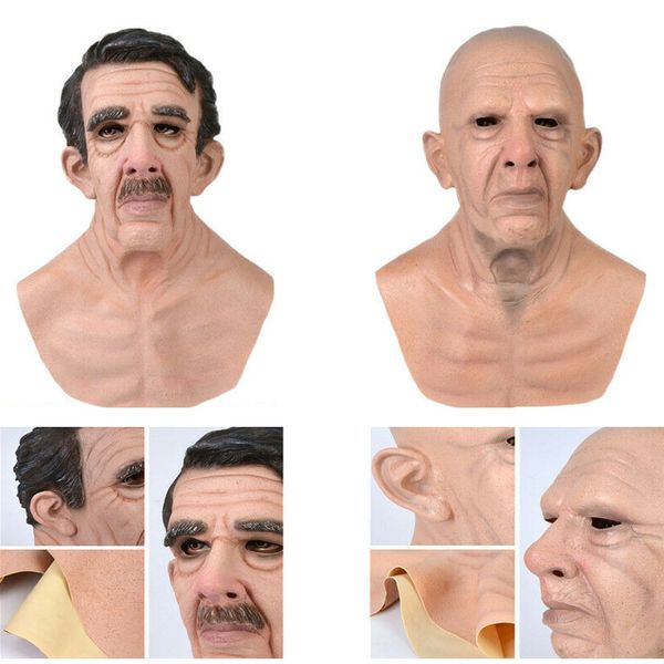 

horror full latex halloween scary funny cosplay party mask old man head helmet real masks