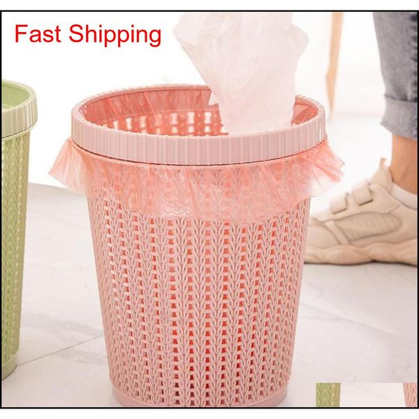 

rattan styled trash can with self-replacing garbage bag storage kitchen waste rubbish garbage bin trash can qyluqp new_dhbest