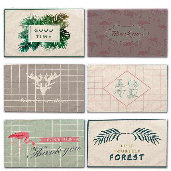 

1pcs plaid leaf pattern placemat dining table mat drink coasters cotton linen pad cup mats 42*32cm kitchen accessories mg0046