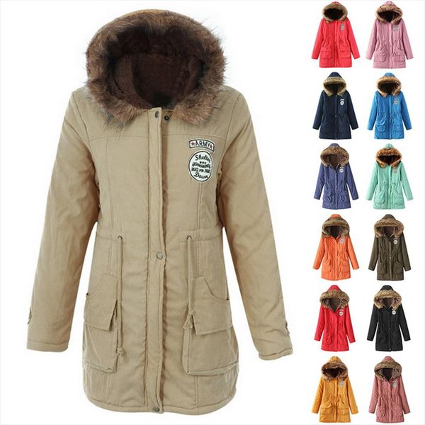 

winter warm fur jacket women 2018 collar slim zipper outerwear parkas female snow wear long jacket coats plus size 3xl, Black