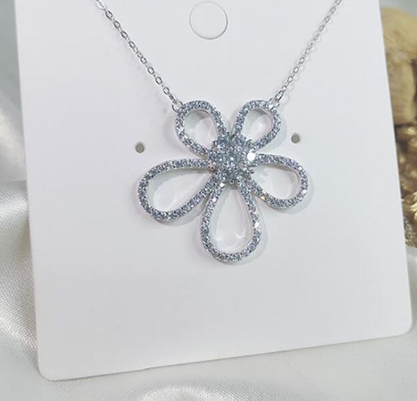 

luxury designer sterling silver pendant necklace clover flower rose charm necklaces with crystal cz diamond jewelry for women party